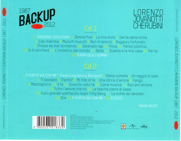 Lorenzo Cherubini - Backup 1987-2012 Il Best | Soleluna (Universal Music 0602537218332) - 2