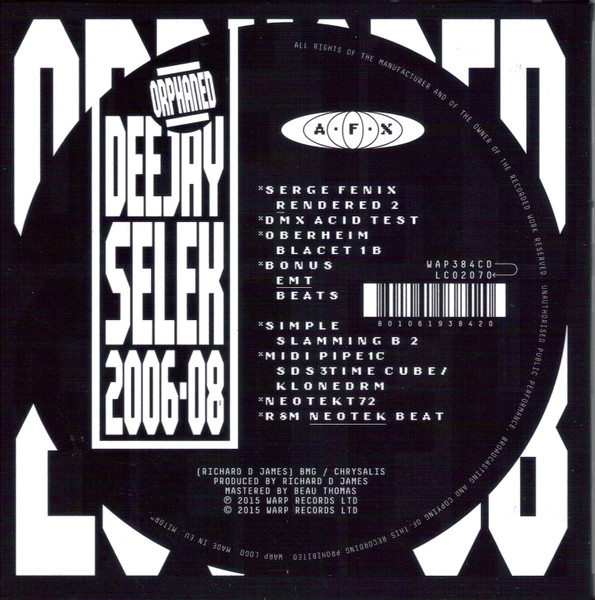 Aphex Twin - Orphaned Deejay Selek 2006-08 | Warp Records (WAP384CD) - 2