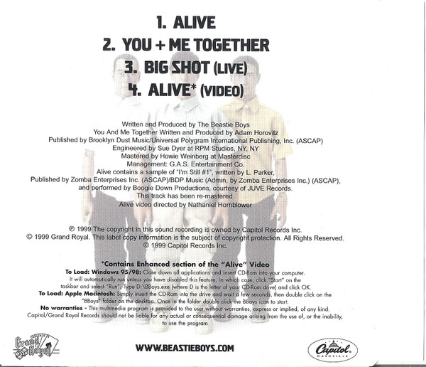 Beastie Boys - Alive | Capitol Records (7243 8 88075 0 0) - 3