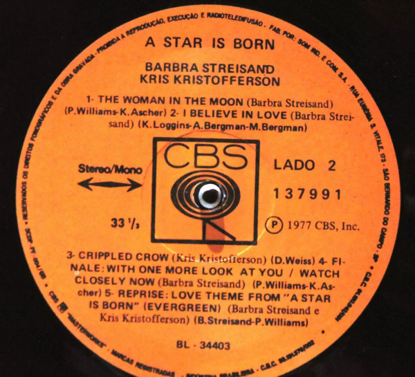 Barbra Streisand , Kris Kristofferson - A Star Is Born | CBS (137991) - 4
