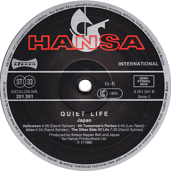 Japan - Quiet Life | Hansa International (201 261) - 4