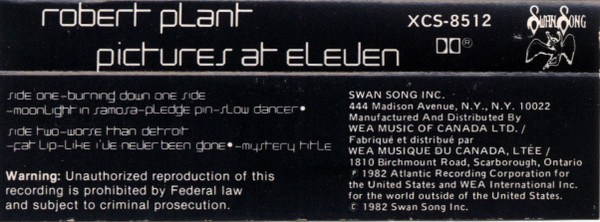 Robert Plant - Pictures At Eleven [Cassette] | Swan Song (XCS 8512) - 2