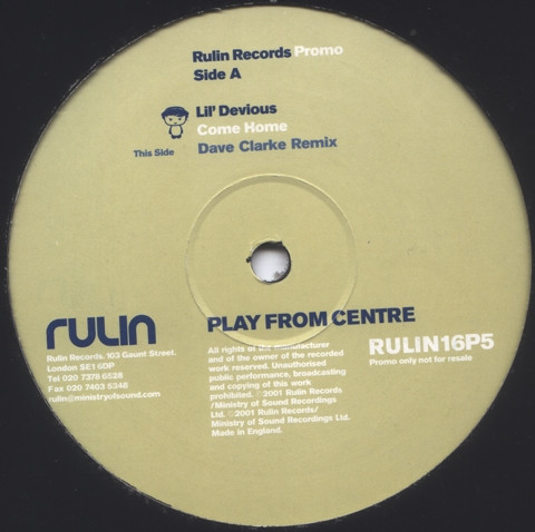 Lil' Devious - Come Home | Rulin Records (RULIN16P5) - main