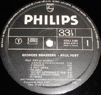 Georges Brassens , Paul Fort - Georges Brassens - Paul Fort | Philips (6311 100) - 2
