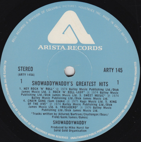 Showaddywaddy - Greatest Hits | Arista (ARTY 145) - 3