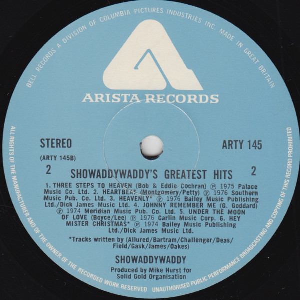 Showaddywaddy - Greatest Hits | Arista (ARTY 145) - 4