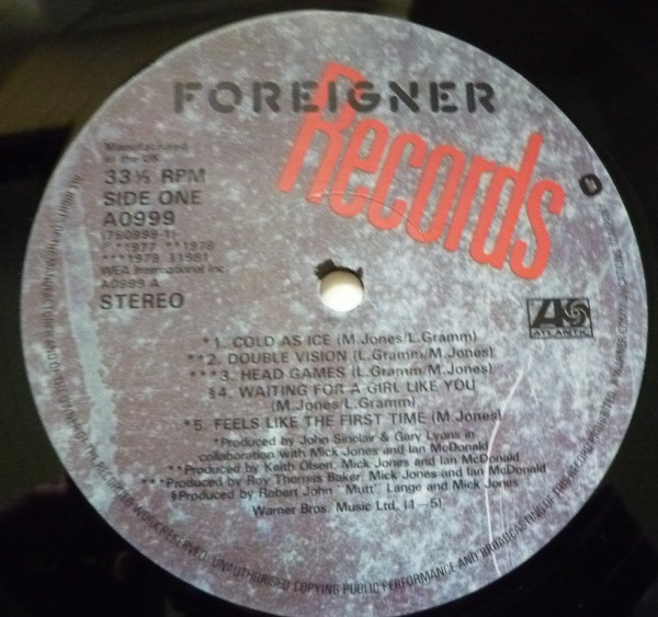 Foreigner - Records | Atlantic (A0999) - 4 Foreigner - Records | Atlantic (A0999) - 4