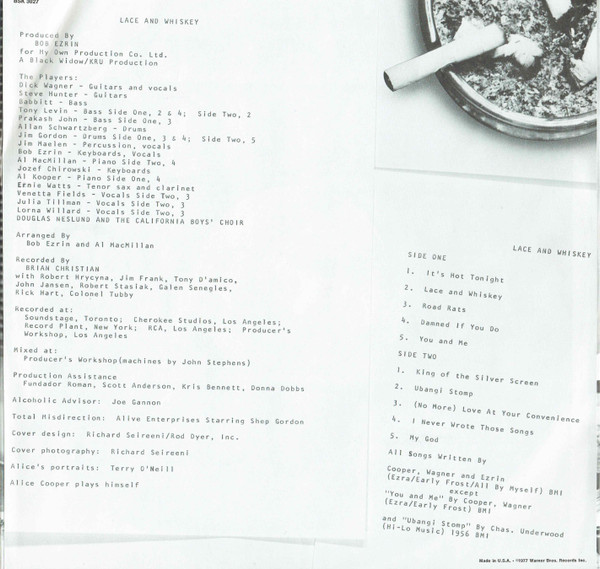 Alice Cooper - Lace And Whiskey | Warner Bros. Records (BSK 3027) - 3