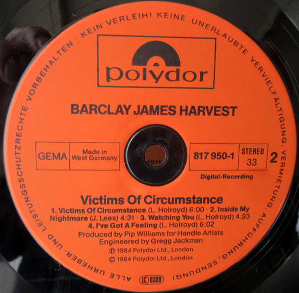 Barclay James Harvest - Victims Of Circumstance | Polydor (817 950-1) - 4