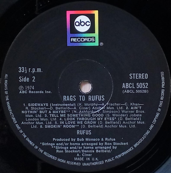 Rufus Featuring Chaka Khan - Rags To Rufus | ABC Records (ABCL-5052) - 4