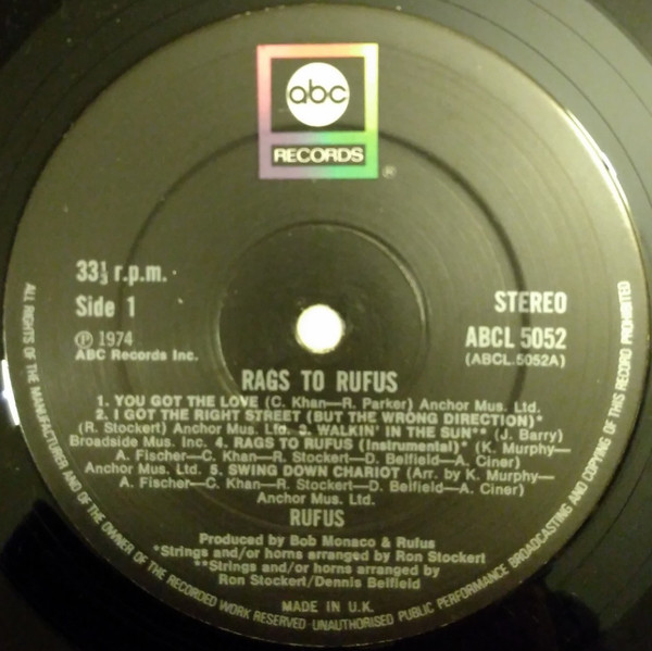 Rufus Featuring Chaka Khan - Rags To Rufus | ABC Records (ABCL-5052) - 3