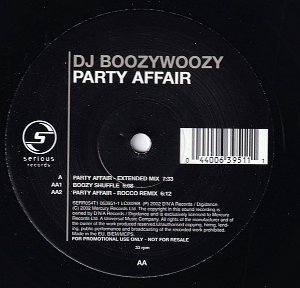 DJ BoozyWoozy - Party Affair | Serious Records (SERR054T1) - main DJ BoozyWoozy - Party Affair | Serious Records (SERR054T1) - main