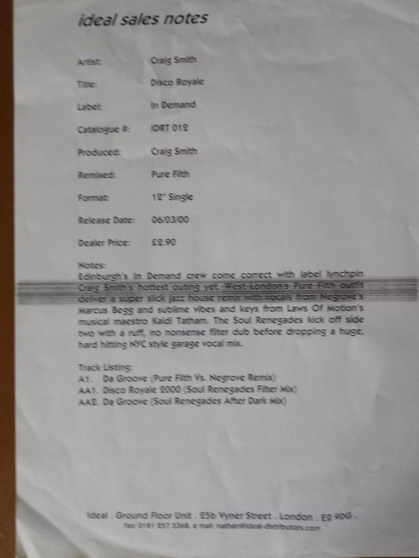Craig Smith - Disco Royale | In Demand Recordings (IDRT012) - 2 Craig Smith - Disco Royale | In Demand Recordings (IDRT012) - 2