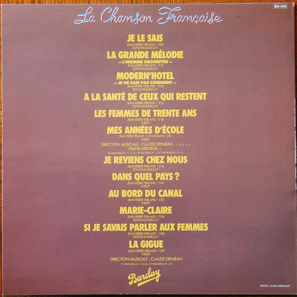 Jean-Pierre Ferland - La Chanson Française | Barclay (91048) - 2 Jean-Pierre Ferland - La Chanson Française | Barclay (91048) - 2