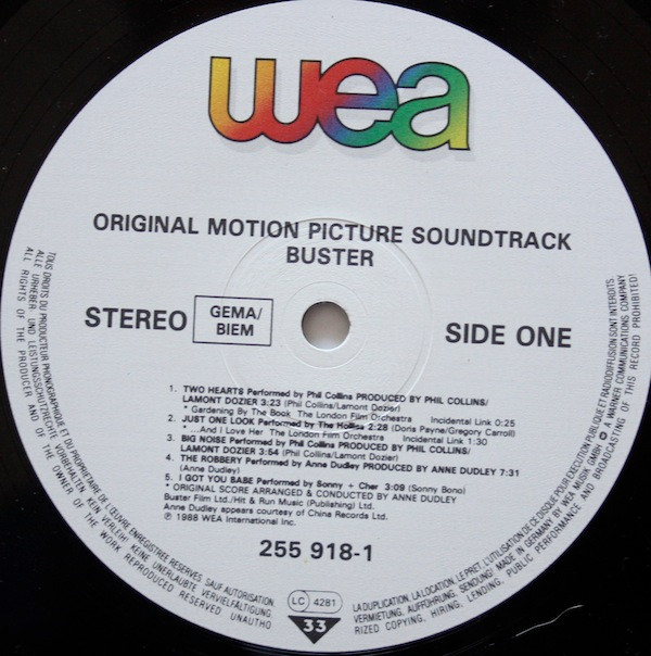 Various - Buster - Original Motion Picture Soundtrack | WEA (255 918-1) - 3