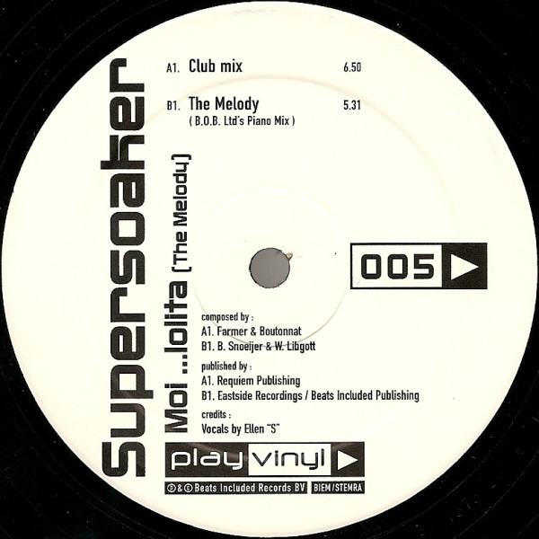 Supersoaker - Moi ...Lolita (The Melody) | Playvinyl (PLAY 005)