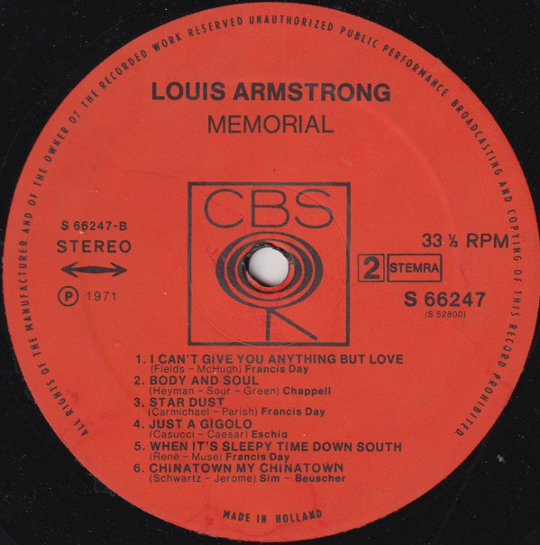 Louis Armstrong - Memorial | CBS (S 66247) - 6