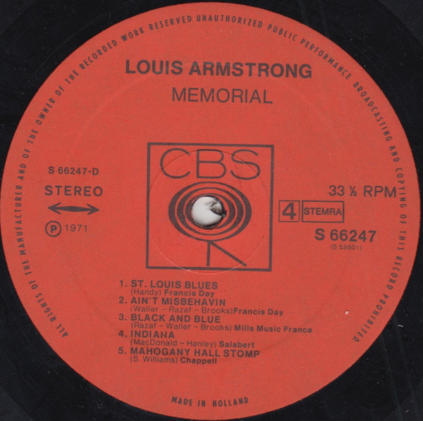 Louis Armstrong - Memorial | CBS (S 66247) - 8