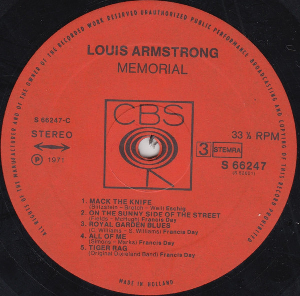 Louis Armstrong - Memorial | CBS (S 66247) - 7