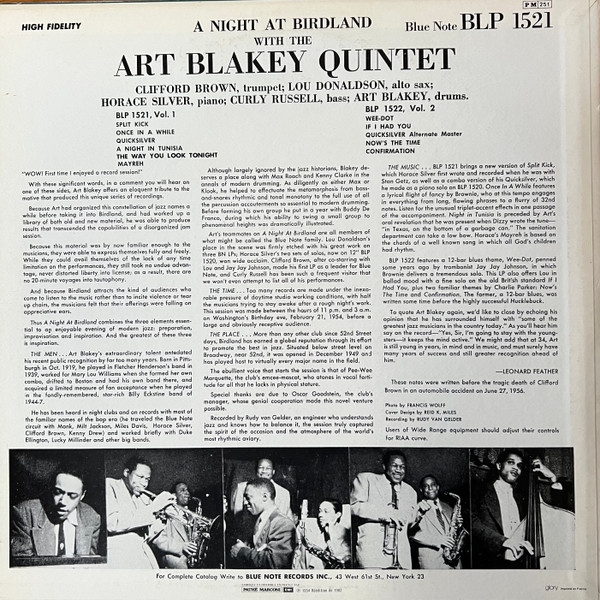 Art Blakey Quintet - A Night At Birdland Volume 1 | Blue Note (BLP 1521) - 2