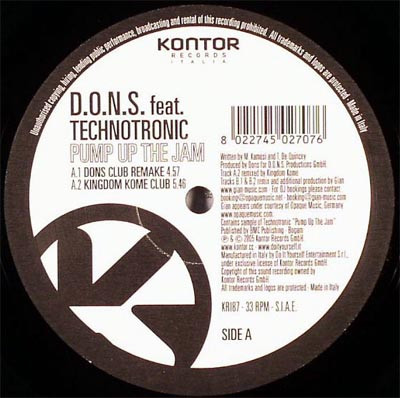 D.O.N.S. Feat. Technotronic - Pump Up The Jam | Kontor Records Italia (KRI87) - main