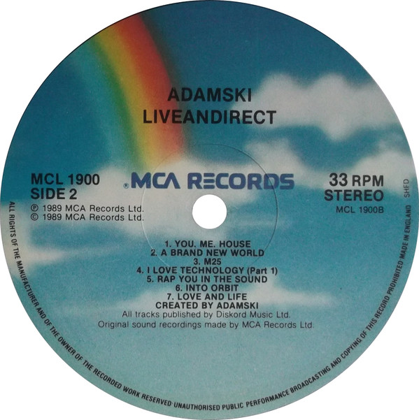 Adamski - Liveandirect | MCA Records (MCL 1900) - 4