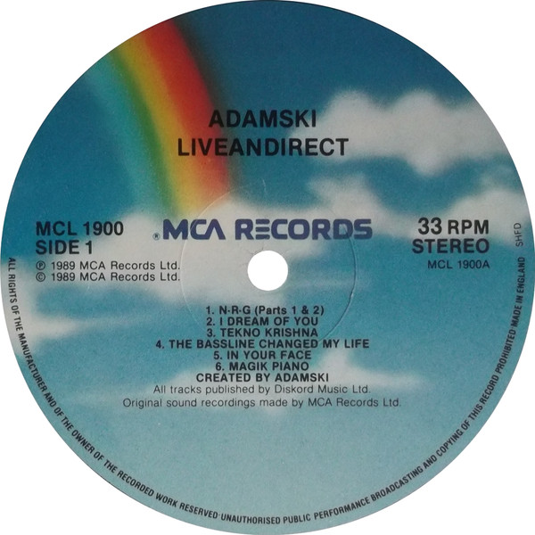 Adamski - Liveandirect | MCA Records (MCL 1900) - 3