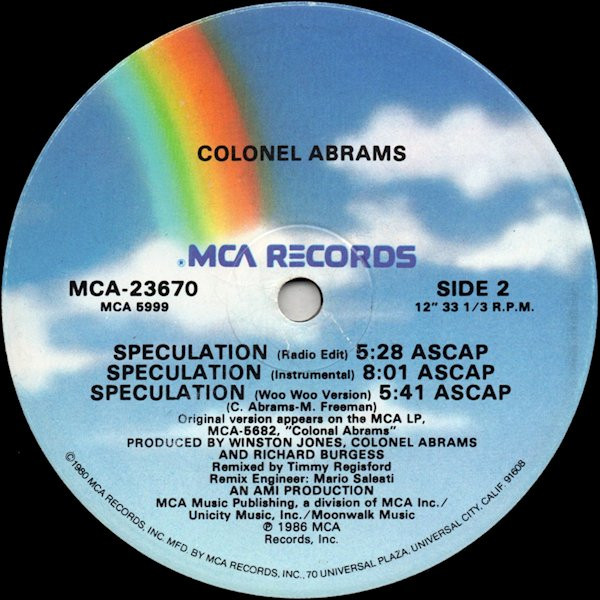 Colonel Abrams - Speculation | MCA Records (MCA-23670) - 2 Colonel Abrams - Speculation | MCA Records (MCA-23670) - 2