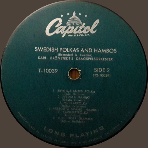 Karl Grönstedts Dragspelsorkester , Skansens Spelmanslag - Swedish Polkas And Hambos | Capitol Records (T10039) - 4
