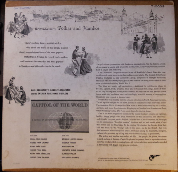 Karl Grönstedts Dragspelsorkester , Skansens Spelmanslag - Swedish Polkas And Hambos | Capitol Records (T10039) - 2