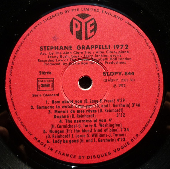 Stéphane Grappelli - Stéphane Grappelli 1972 Recorded Live At The Queen Elizabeth Hall London | Pye Records (SLDPY 844) - 4