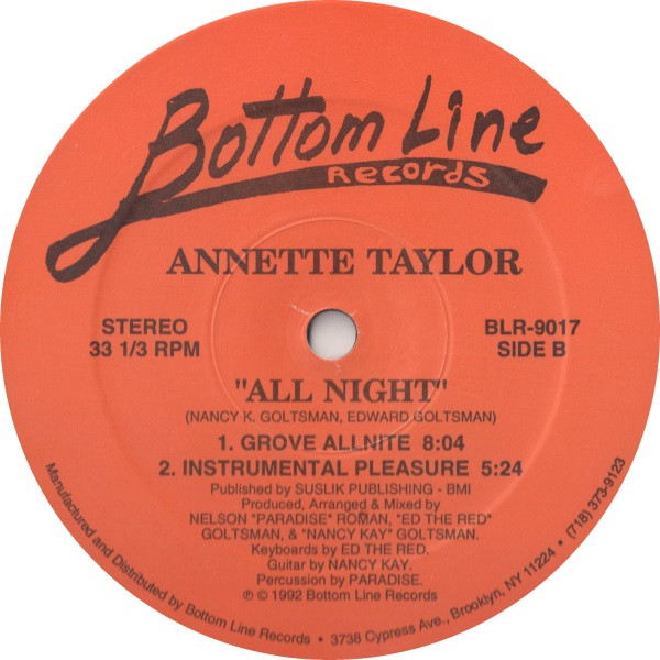 Annette Taylor - All Night | Bottom Line Records (BLR-9017) - 2