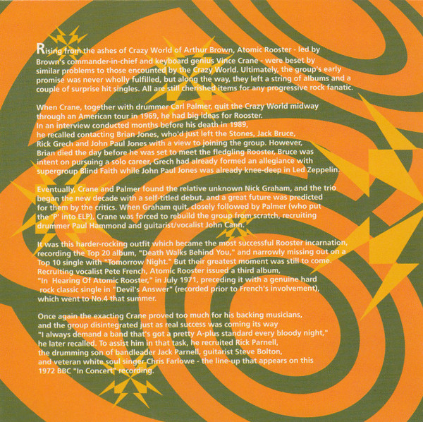 Atomic Rooster - BBC Radio 1 Live In Concert | Windsong International (WINCD 042) - 2