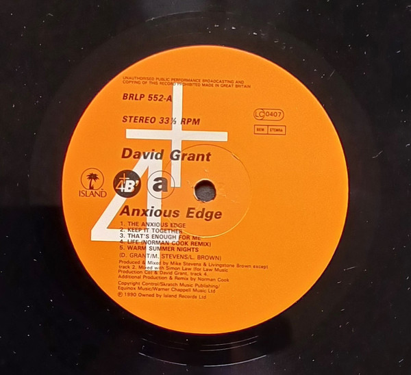 David Grant - The Anxious Edge | 4th & Broadway (BRLP 552) - 3