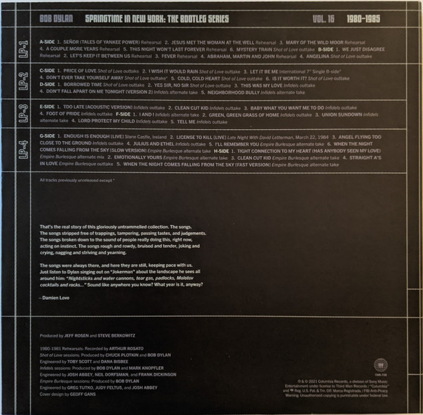 Bob Dylan - Springtime In New York: The Bootleg Series Vol. 16 1980–1985 | Third Man Records (TMR-738) - 2 Bob Dylan - Springtime In New York: The Bootleg Series Vol. 16 1980–1985 | Third Man Records (TMR-738) - 2