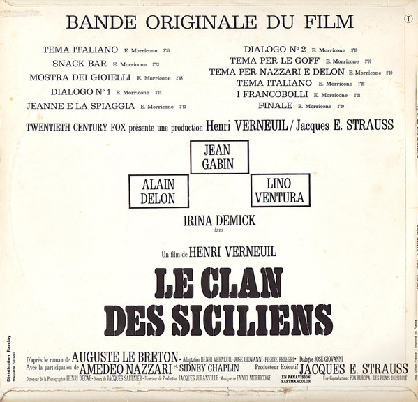 Ennio Morricone - Le Clan Des Siciliens (Bande Originale Du Film) | 20th Century Fox Records (940.006) - 2
