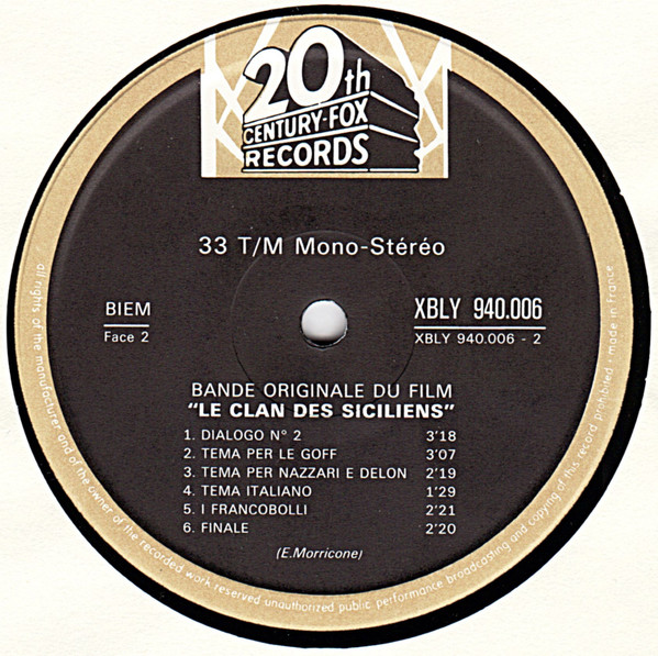Ennio Morricone - Le Clan Des Siciliens (Bande Originale Du Film) | 20th Century Fox Records (940.006) - 4