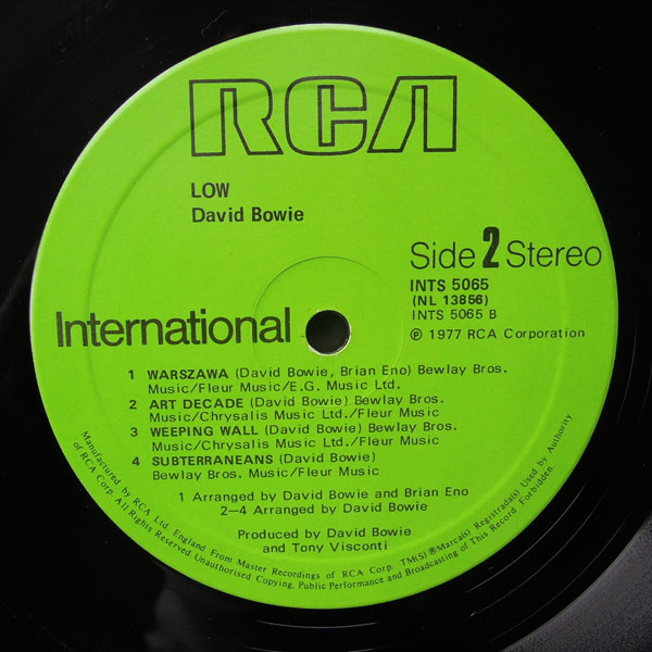 David Bowie - Low | RCA International (INTS 5065) - 4