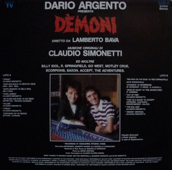 Various - Dèmoni (Original Soundtrack) | RCA (ZL 34345) - 2 Various - Dèmoni (Original Soundtrack) | RCA (ZL 34345) - 2