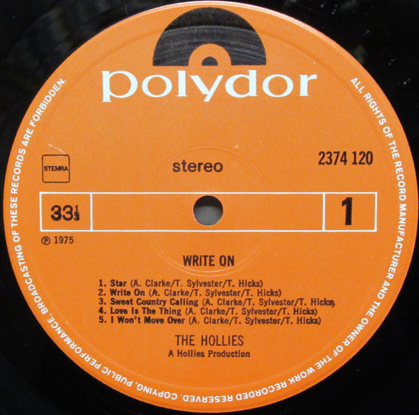 The Hollies - Write On | Polydor (2374 120) - 3 The Hollies - Write On | Polydor (2374 120) - 3