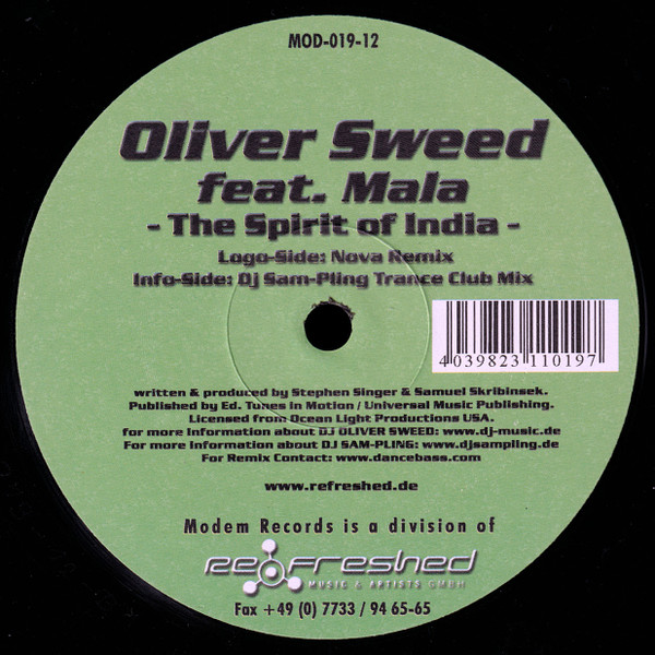 Oliver Sweed - The Spirit Of India | Modem Records (MOD-019-12) - 2
