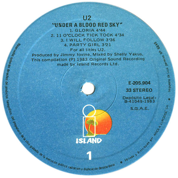 U2 - Live "Under A Blood Red Sky" | Island Records (E-205.904) - 3