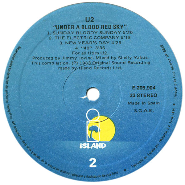 U2 - Live "Under A Blood Red Sky" | Island Records (E-205.904) - 4