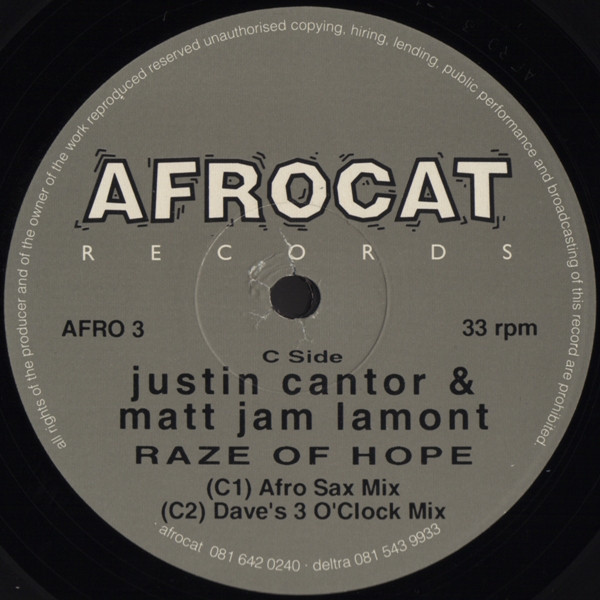 Justin Cantor & Matt Jam Lamont - Raze Of Hope | Afrocat Records (AFRO 3) - 4