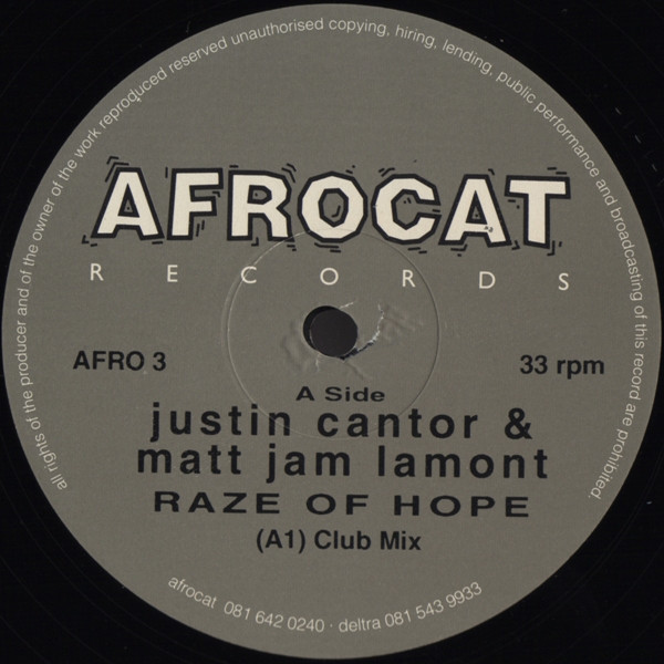 Justin Cantor & Matt Jam Lamont - Raze Of Hope | Afrocat Records (AFRO 3) - 2