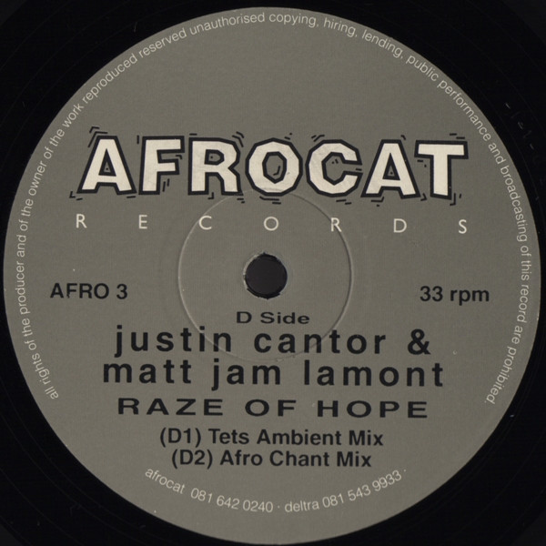 Justin Cantor & Matt Jam Lamont - Raze Of Hope | Afrocat Records (AFRO 3) - 5