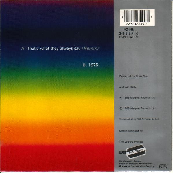 Chris Rea - That's What They Always Say (Remix) | WEA (246 515-7) - 2