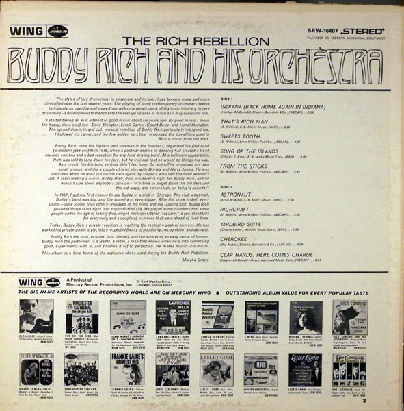 Buddy Rich And His Orchestra - The Rich Rebellion | Mercury Wing (SRW 16407) - 2 Buddy Rich And His Orchestra - The Rich Rebellion | Mercury Wing (SRW 16407) - 2