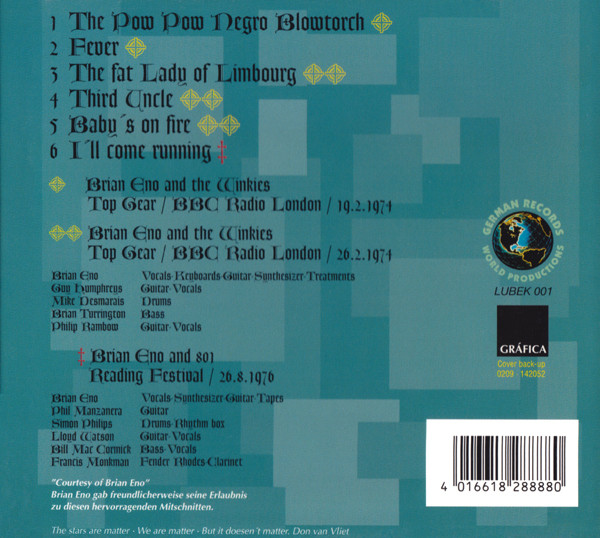 Brian Eno - Dali's Car | German Records World Productions (LUBEK 001) - 3 Brian Eno - Dali's Car | German Records World Productions (LUBEK 001) - 3