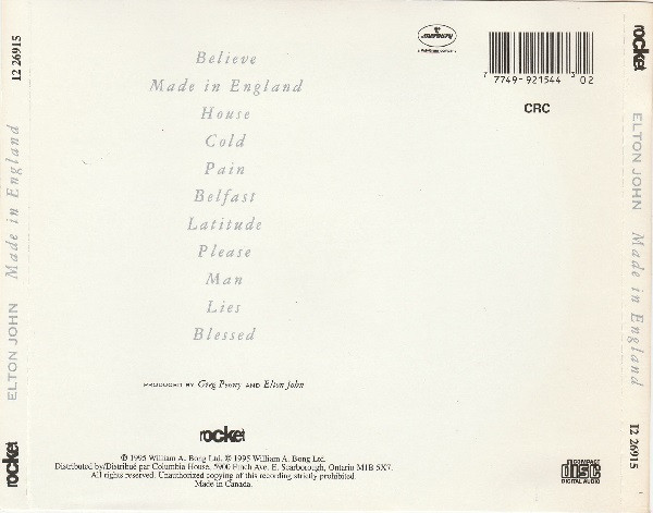 Elton John - Made In England | The Rocket Record Company (I2 26915) Elton John - Made In England | The Rocket Record Company (I2 26915)